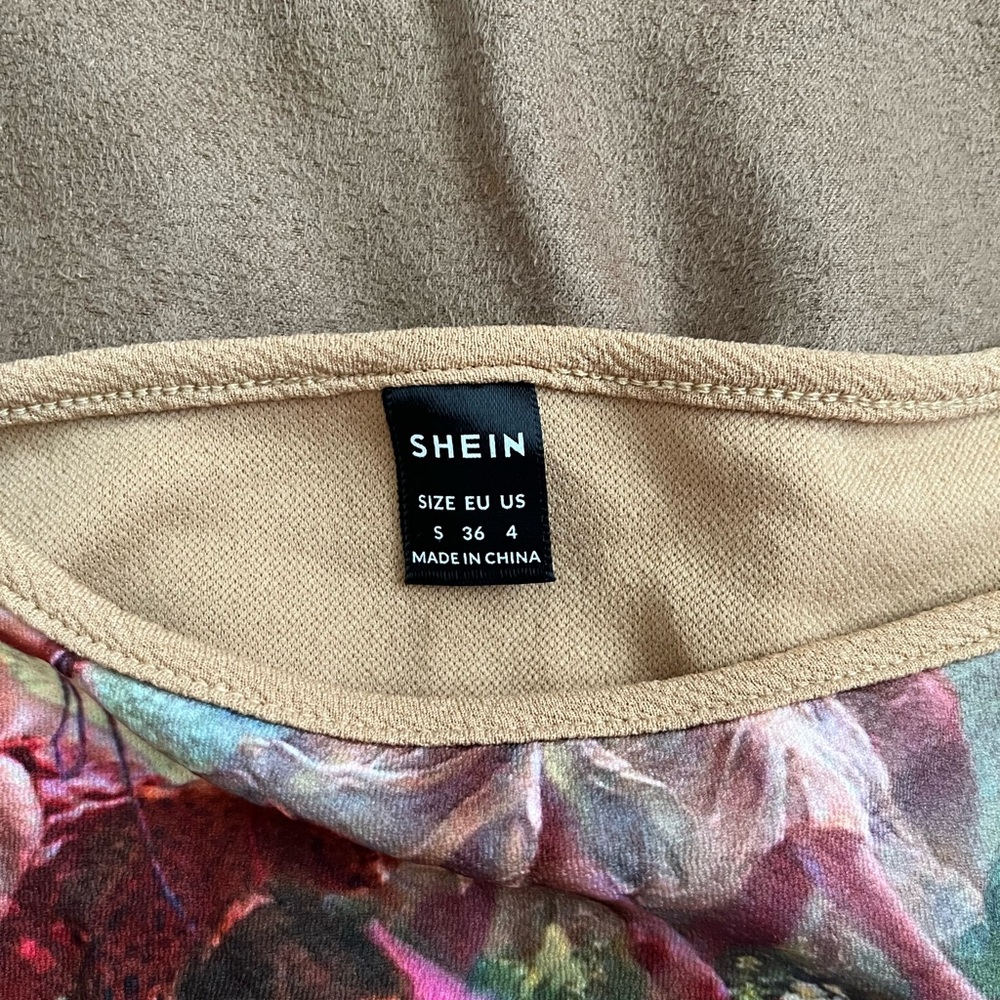 Tan and Multicolor Art Print Tank Top - Picture 4 of 4